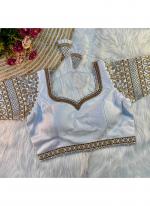 Italian Silk White Wedding Wear Embroidery Work Readymade Blouse